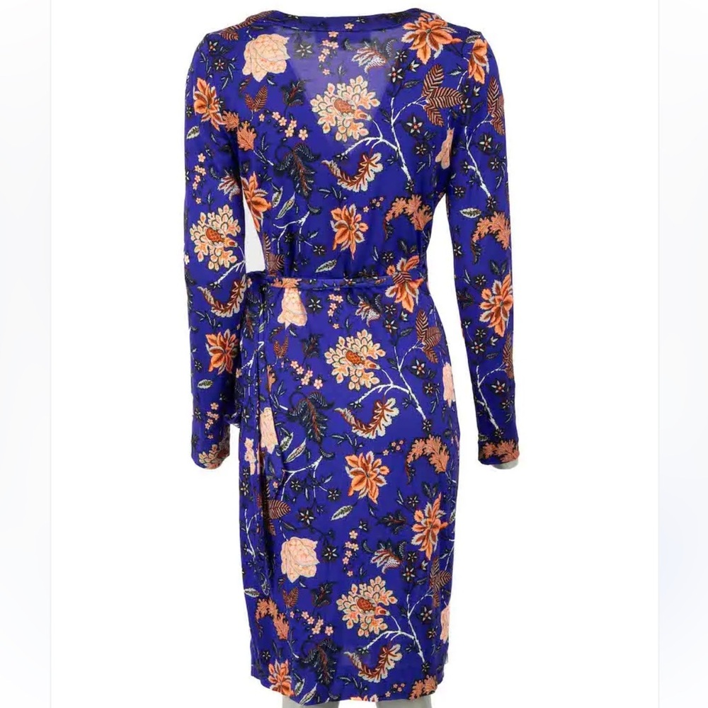 DIANE von FURSTENBERG DVF Blue Purple Floral Print Julian Silk Wrap Dress Sz 4 - Picture 14 of 14